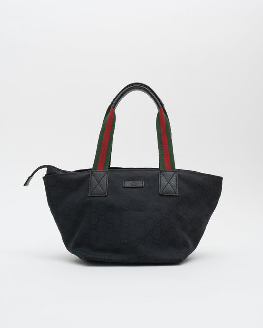 90s VTG GUCCI Black Sherry Line Tote (as is)