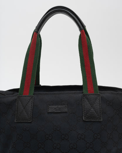 90s VTG GUCCI Black Sherry Line Tote (as is)