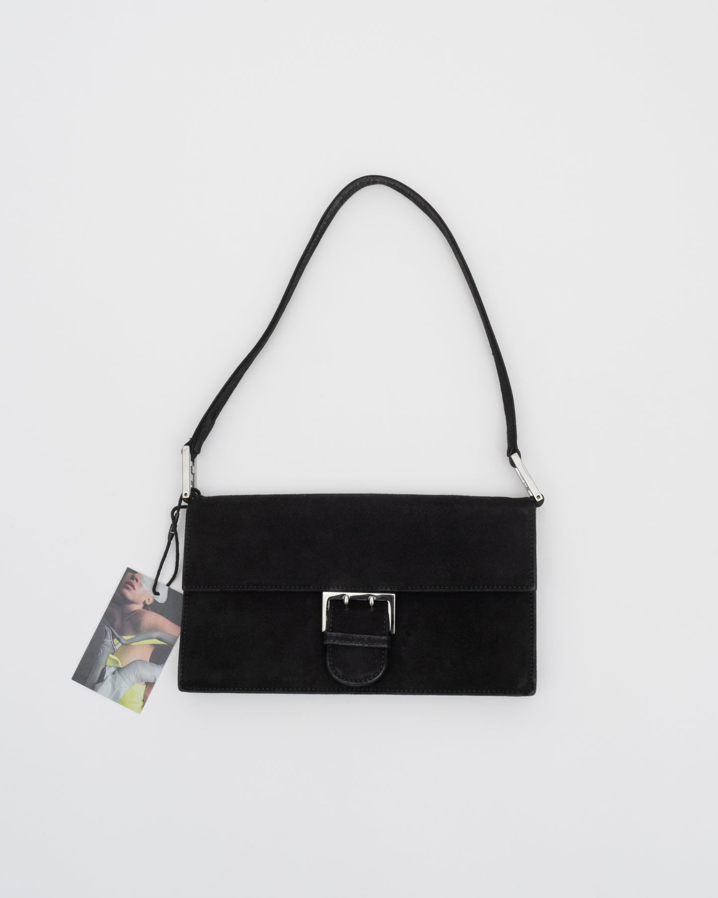 90s FENDI Black Suede Baguette Bag
