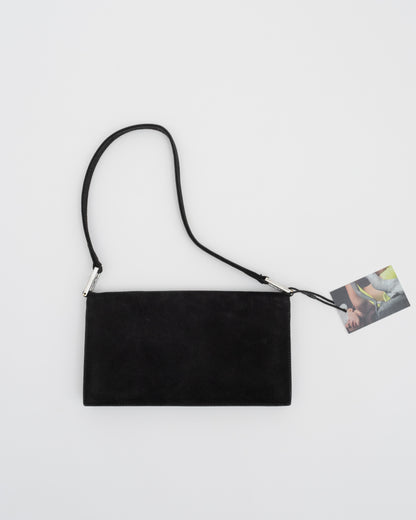90s FENDI Black Suede Baguette Bag