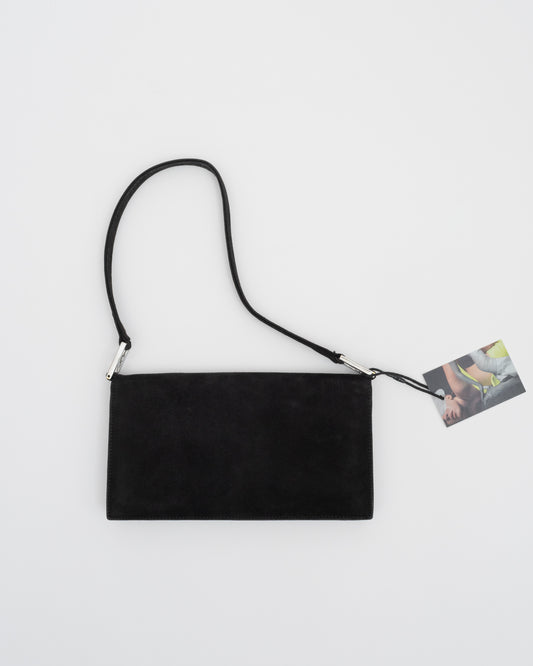 90s FENDI Black Suede Baguette Bag
