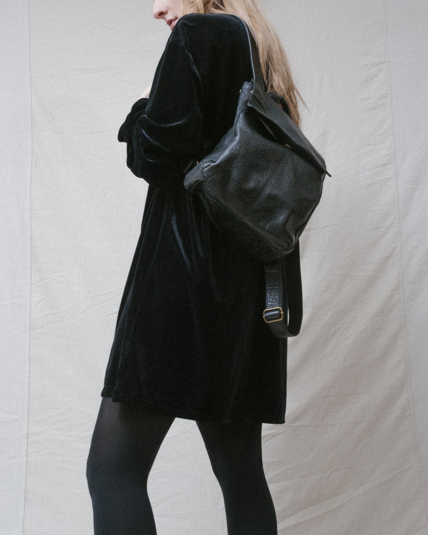 american leather company black backpack Vintage Black Floral Tooled AMERICAN LEATHER CO Backpack – Closed Caption