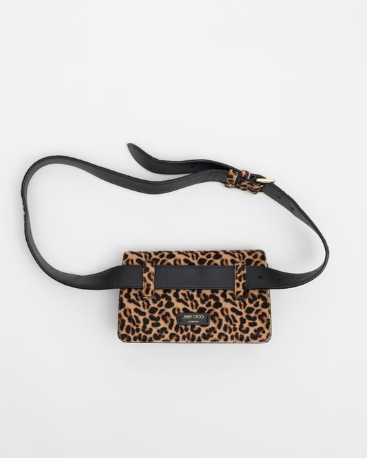2000s JIMMY CHOO Leopard Pony Hair Waist Bag