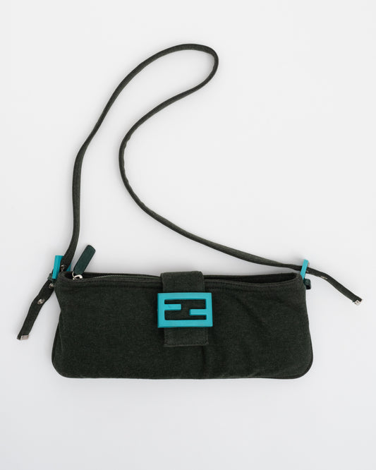2000s FENDI Olive Wool Mamma Baguette Bag (as is)