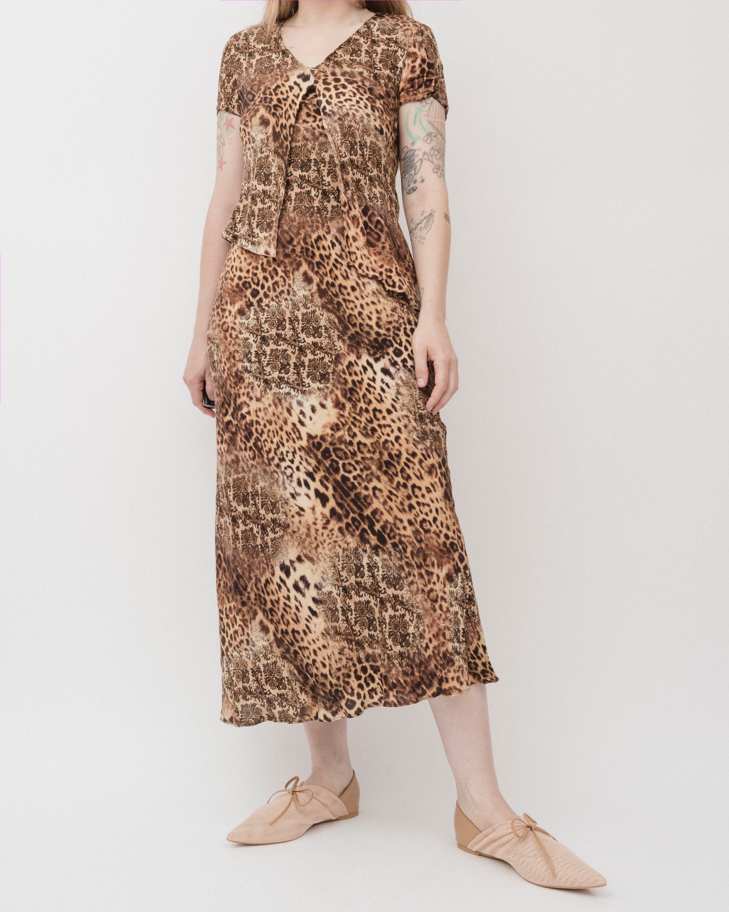 Vintage 90s Leopard Maxi Dress (M)