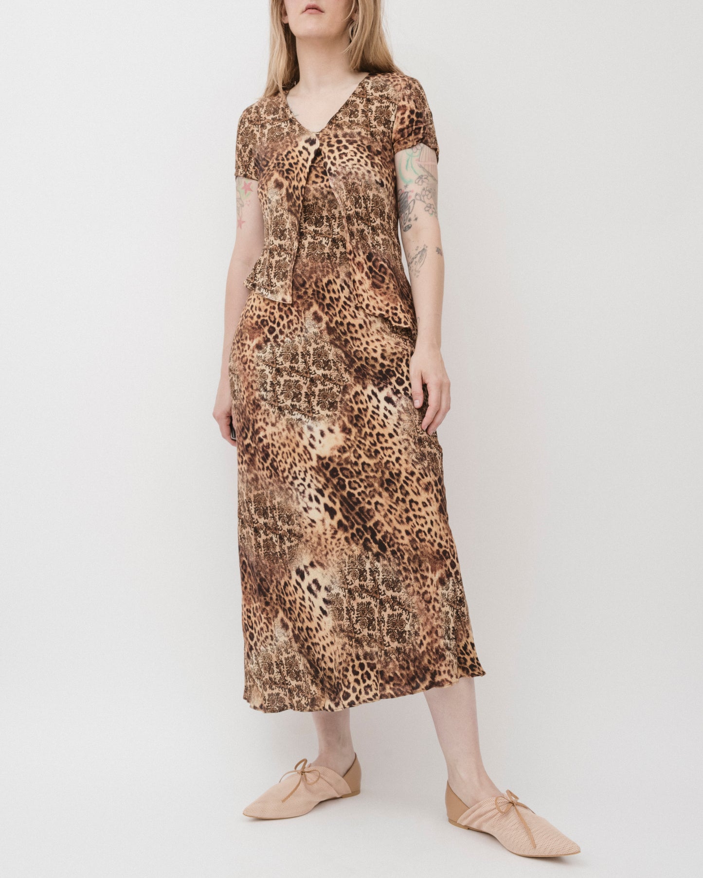 Vintage 90s Leopard Maxi Dress (M)