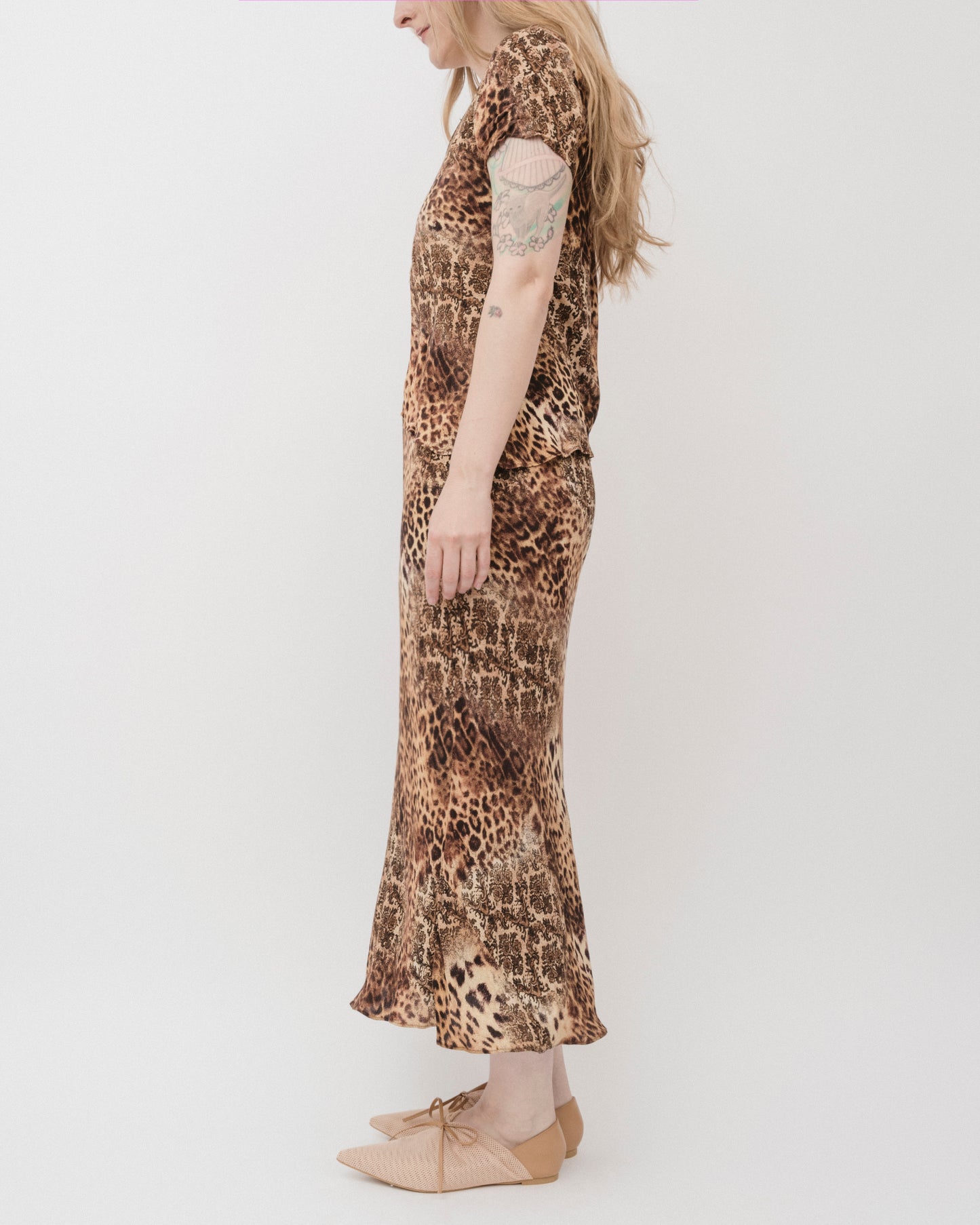 Vintage 90s Leopard Maxi Dress (M)