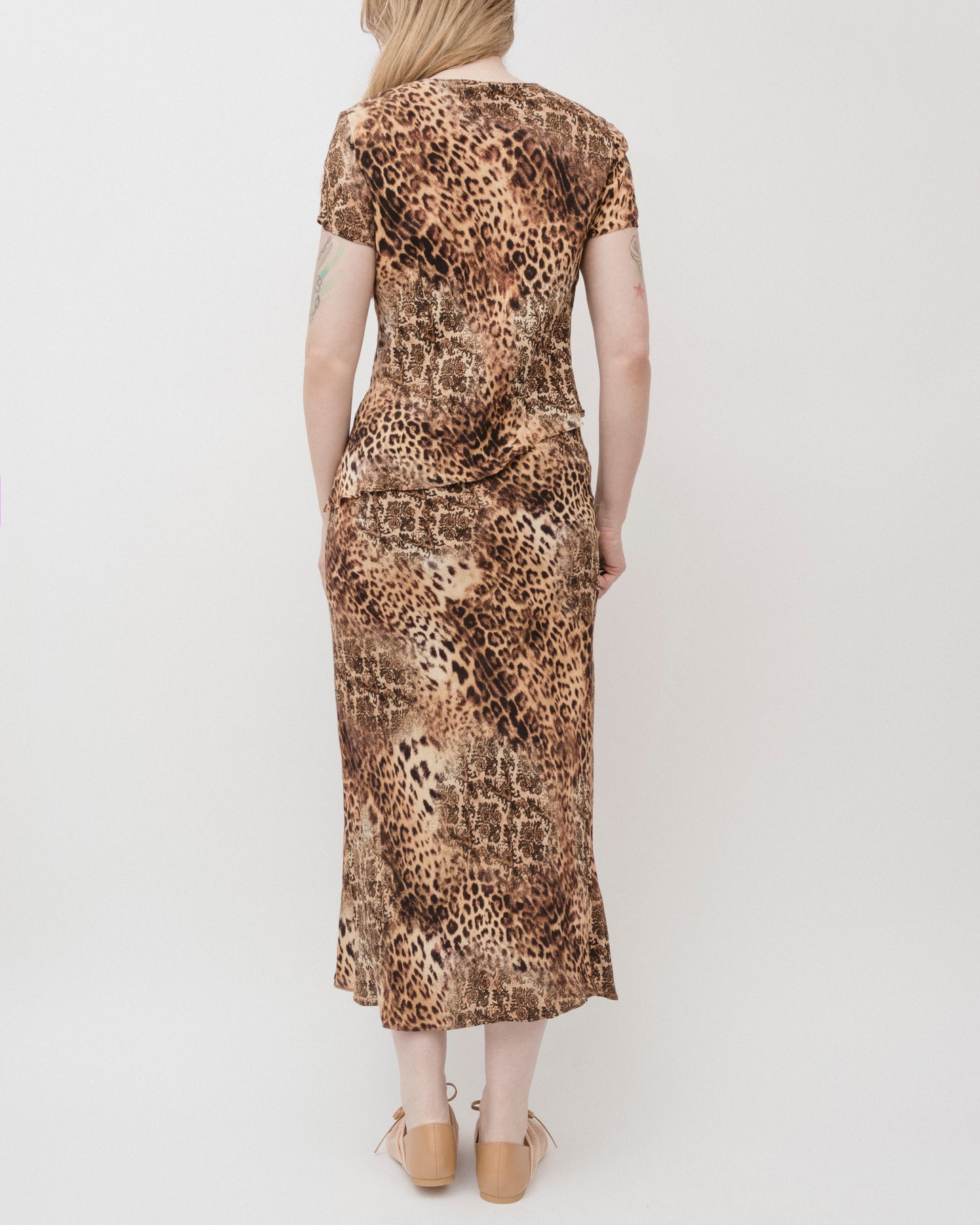 Vintage 90s Leopard Maxi Dress (M)