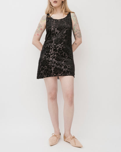 Vintage 90s Burned Velvet Floral Mini Dress (S/M)