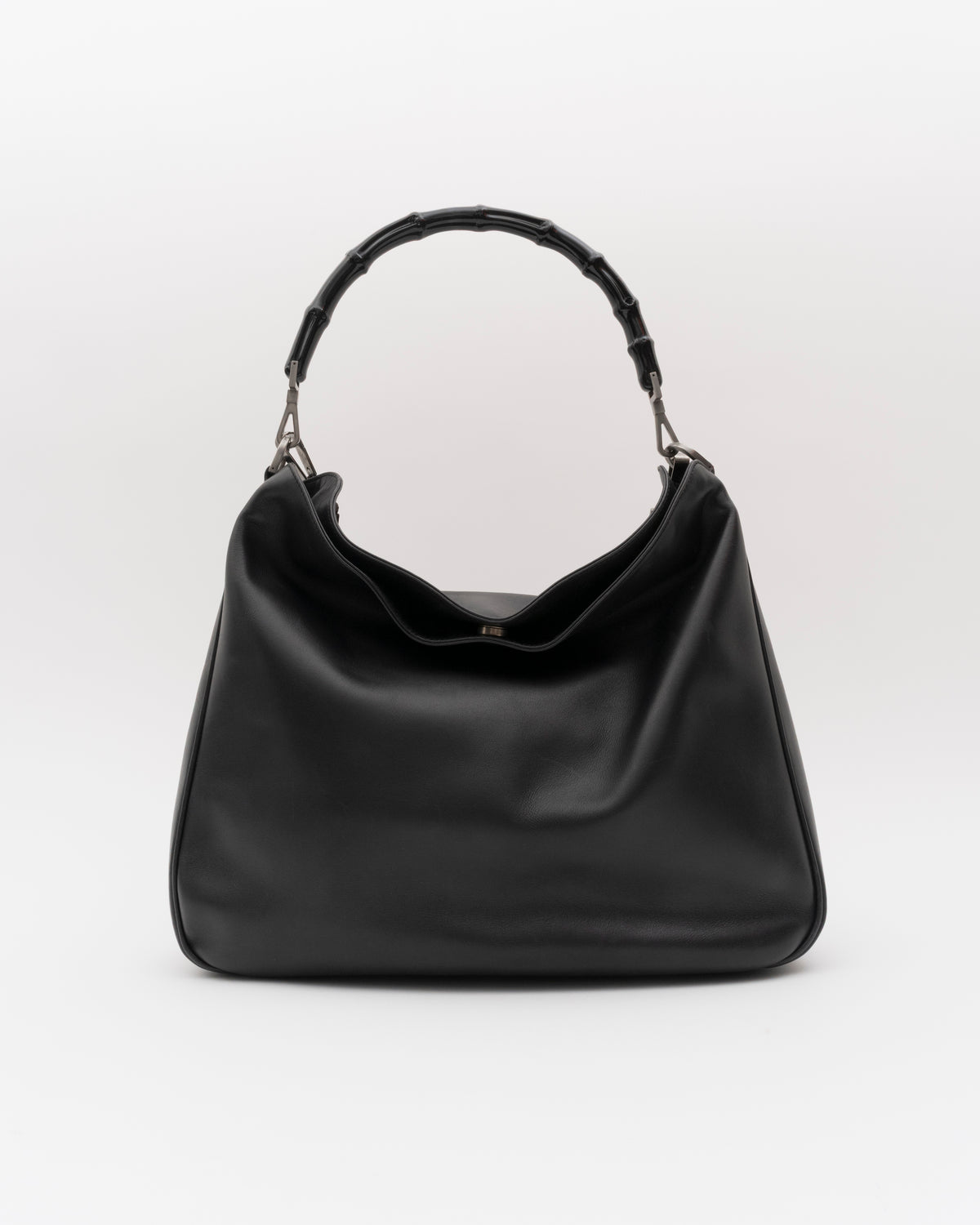 90s GUCCI Black Bamboo Hobo Bag