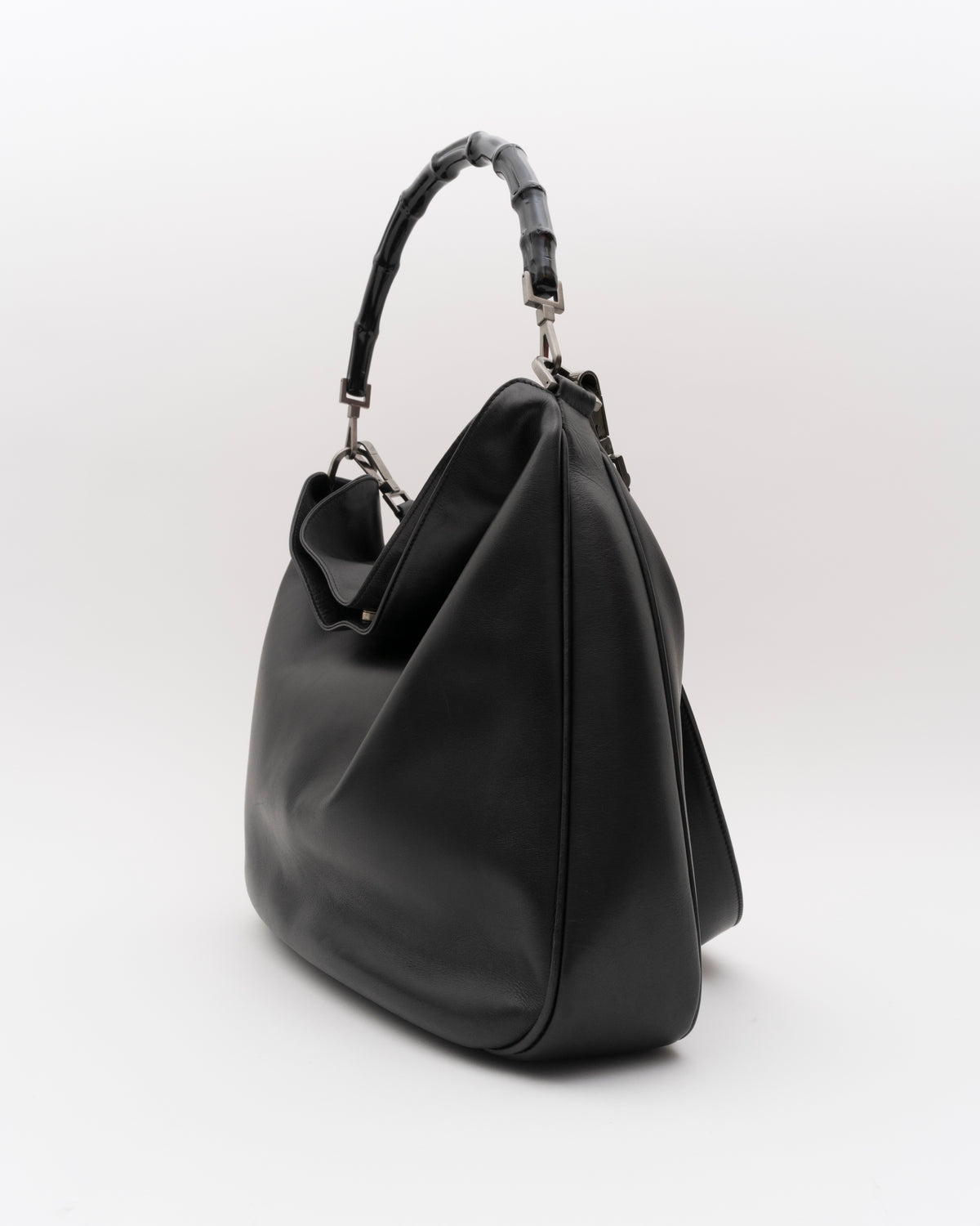 90s GUCCI Black Bamboo Hobo Bag