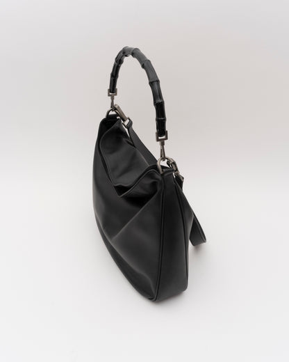 90s GUCCI Black Bamboo Hobo Bag
