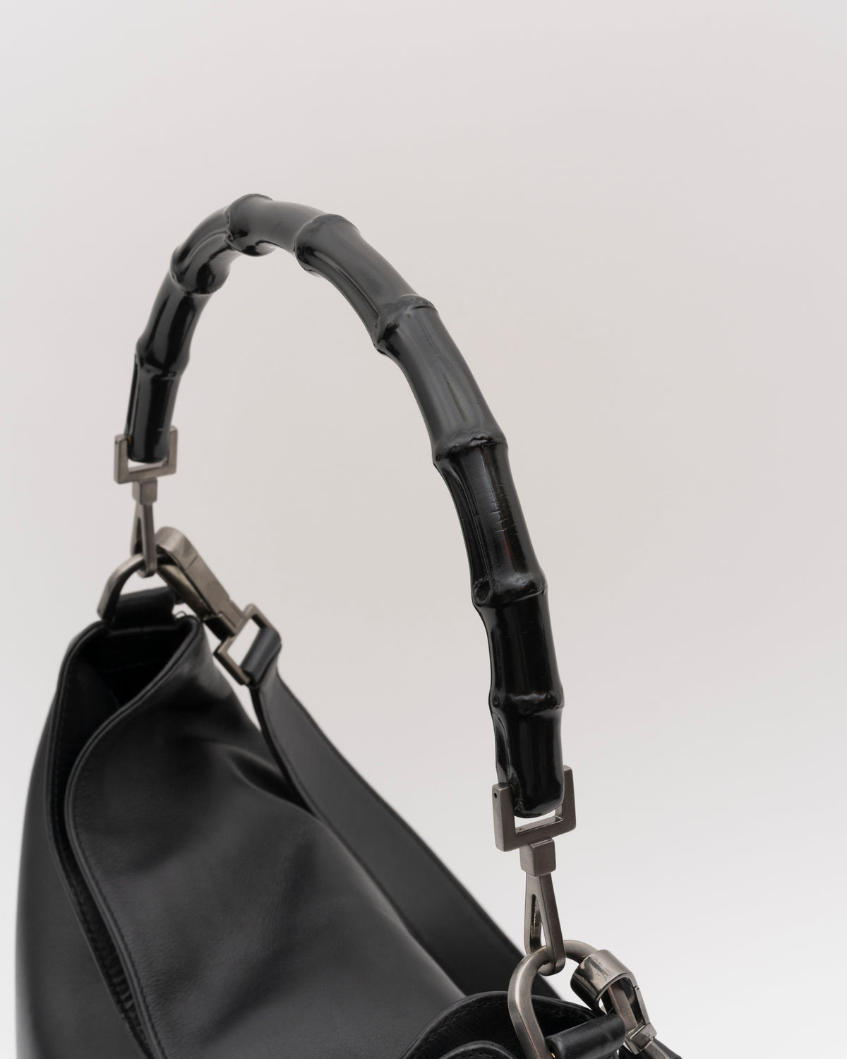 90s GUCCI Black Bamboo Hobo Bag