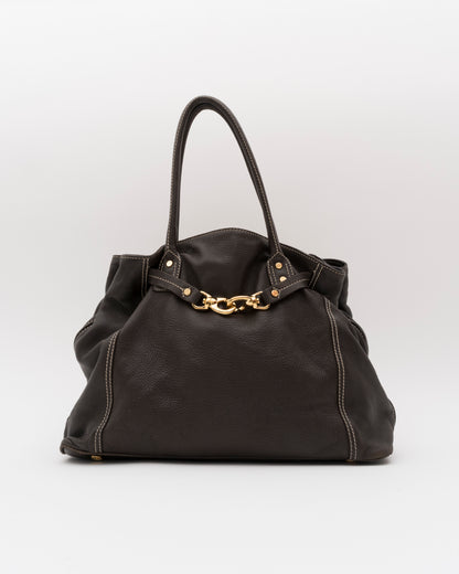 2000s CELINE Chocolate Horsebit Hobo Bag