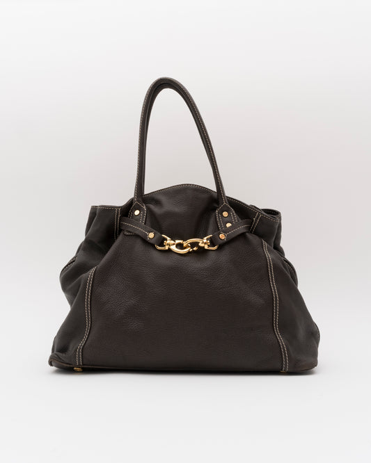 2000s CELINE Chocolate Horsebit Hobo Bag