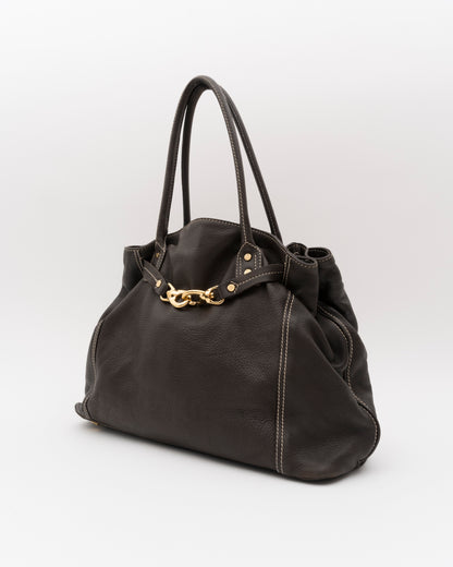 2000s CELINE Chocolate Horsebit Hobo Bag