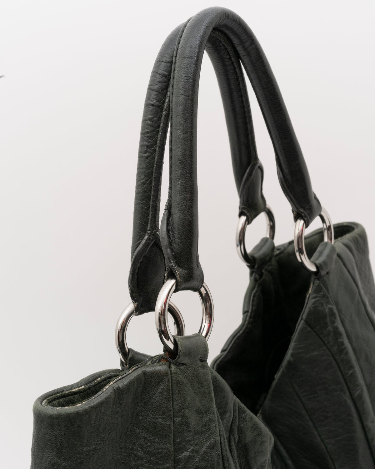 2000s MIU MIU Dark Green Distressed Patchwork Hobo Bag