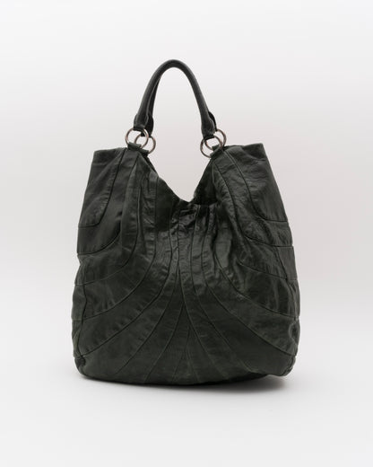 2000s MIU MIU Dark Green Distressed Patchwork Hobo Bag