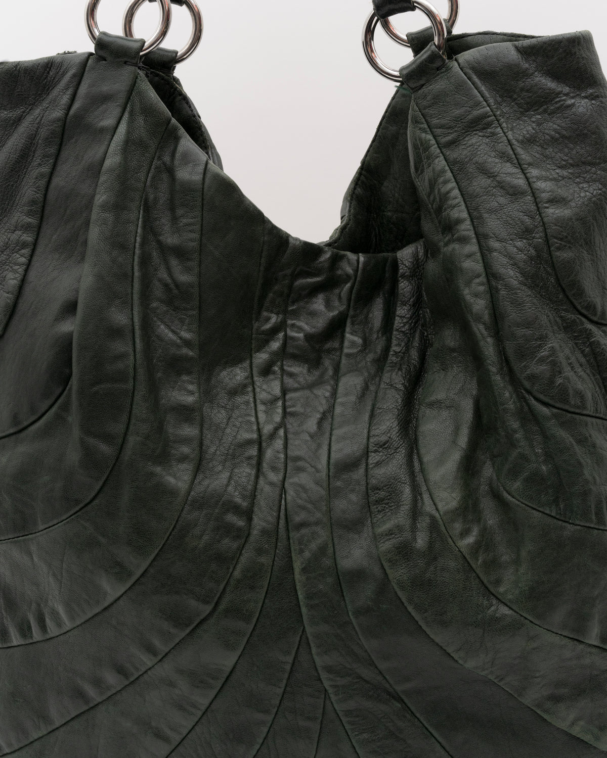 2000s MIU MIU Dark Green Distressed Patchwork Hobo Bag