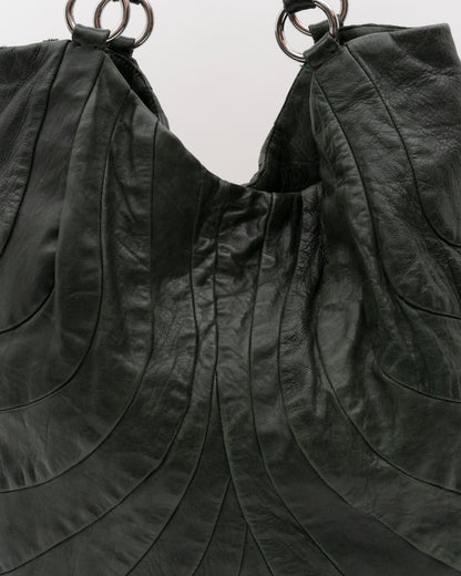 2000s MIU MIU Dark Green Distressed Patchwork Hobo Bag