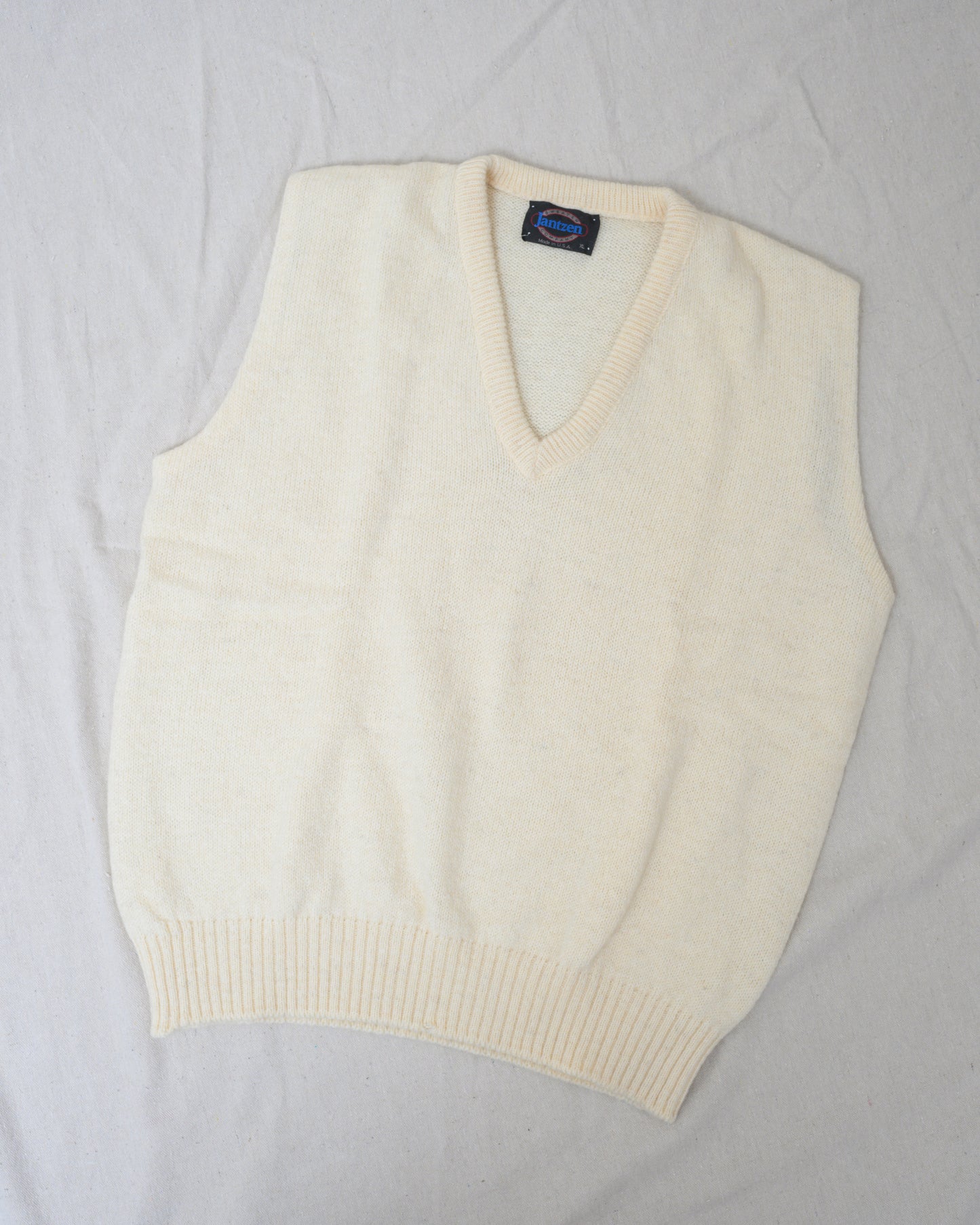 Vintage Creme Oversized Wool Sweater Vest (S-L)