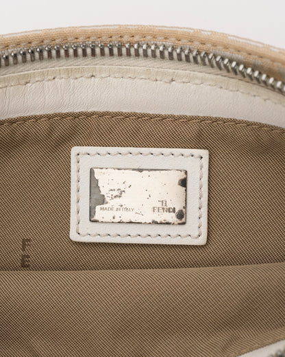 90s FENDI Beige Zucchino Canvas Mini Baguette Bag