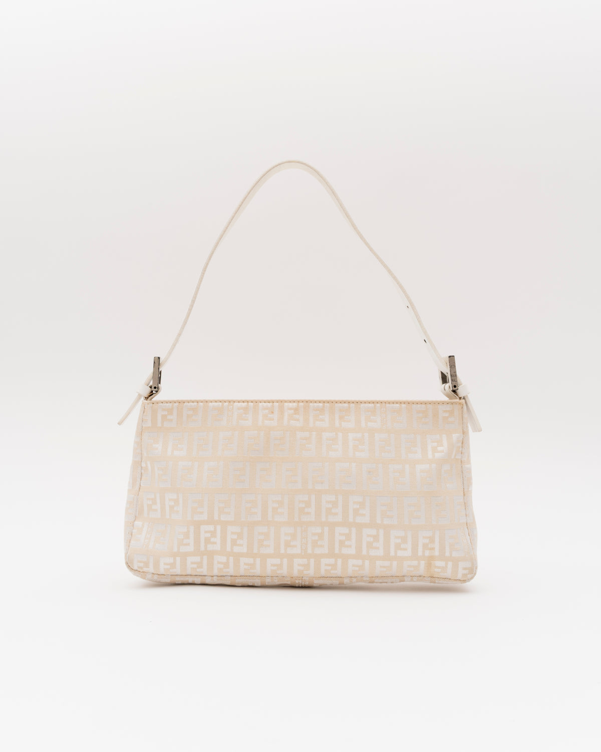 90s FENDI Beige Zucchino Canvas Mini Baguette Bag