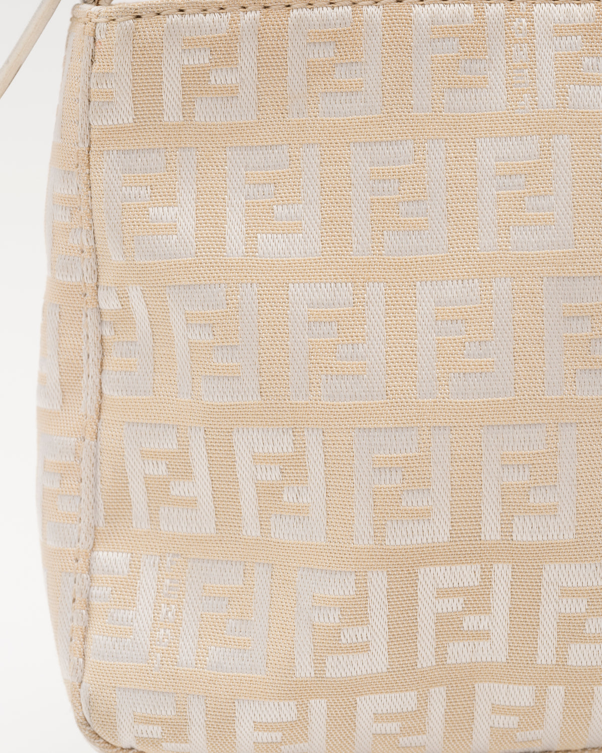 90s FENDI Beige Zucchino Canvas Mini Baguette Bag