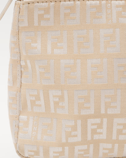 90s FENDI Beige Zucchino Canvas Mini Baguette Bag