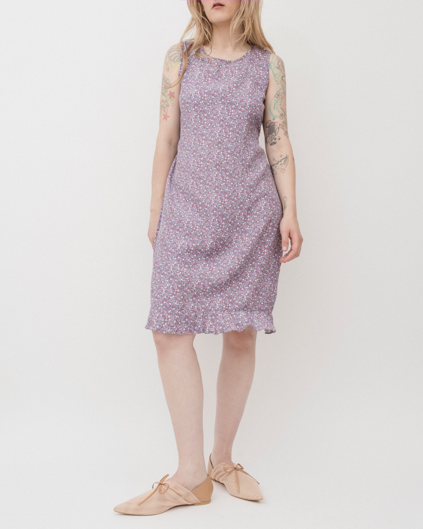 Vintage 90s Lilac Floral Ditsy Dress (S-L)