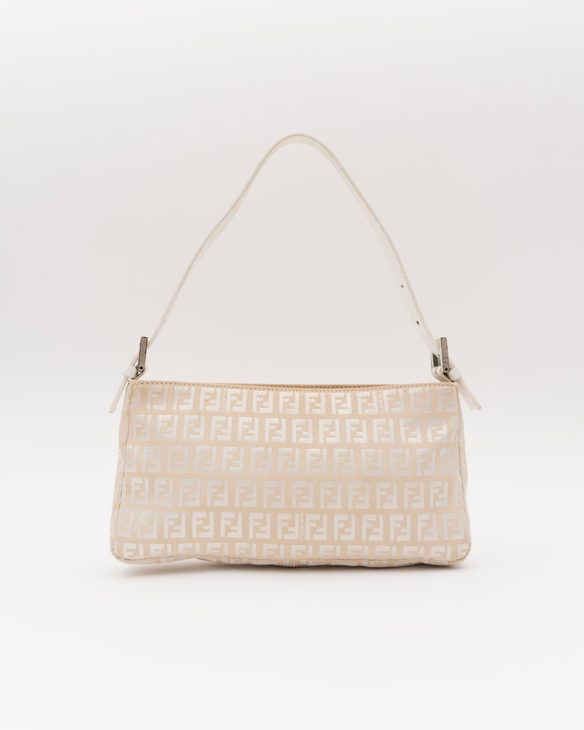 90s FENDI Beige Zucchino Canvas Mini Baguette Bag