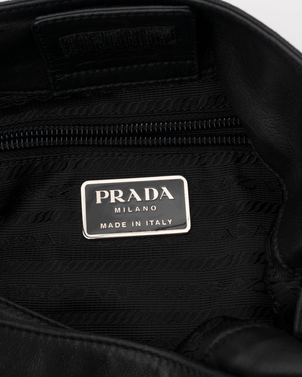 90s PRADA Black Calfskin Hobo Bag with Resin Handle