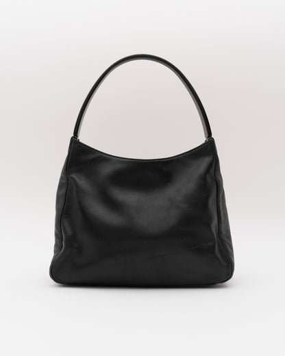 90s PRADA Black Calfskin Hobo Bag with Resin Handle