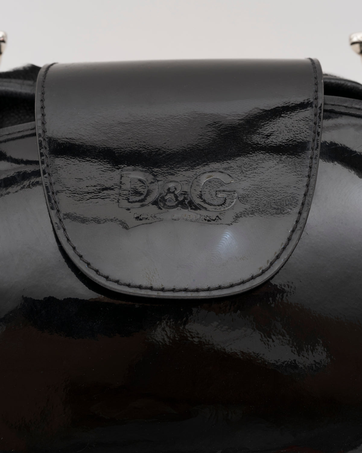 2000s D&G Black Pony Hair & Patent Leather Bag