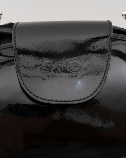 2000s D&G Black Pony Hair & Patent Leather Bag