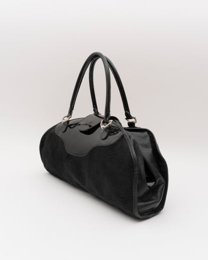2000s D&G Black Pony Hair & Patent Leather Bag