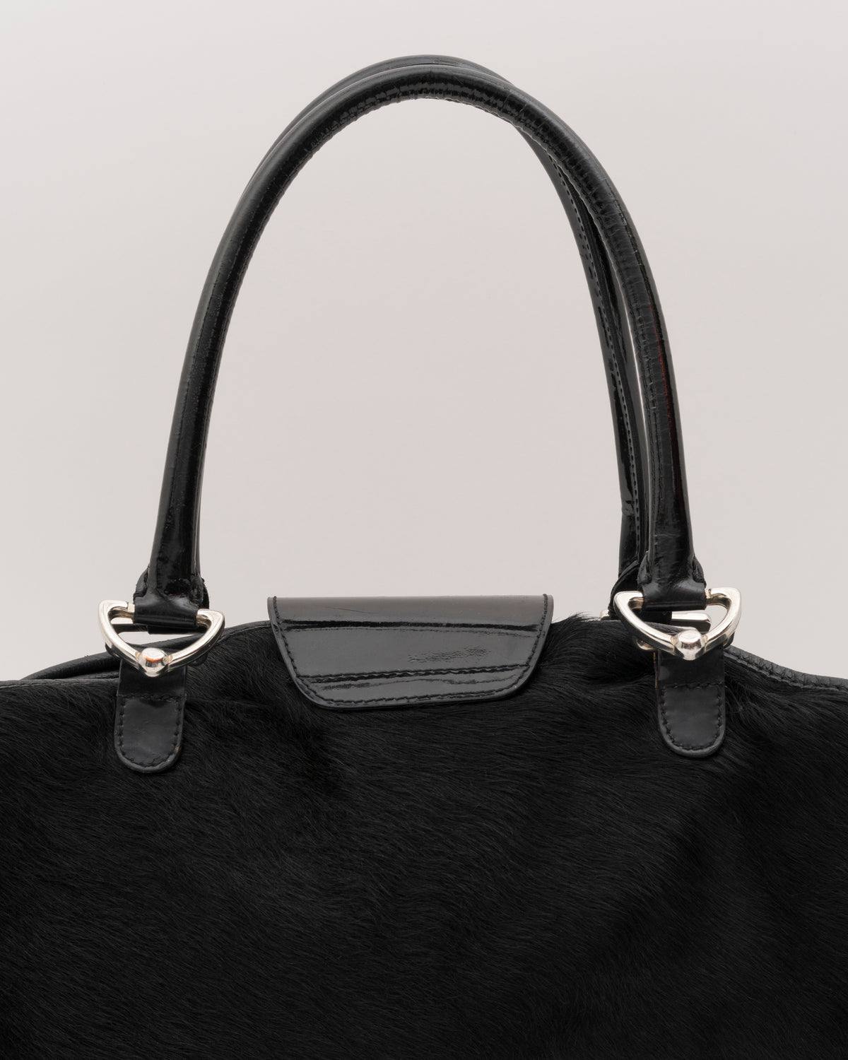2000s D&G Black Pony Hair & Patent Leather Bag