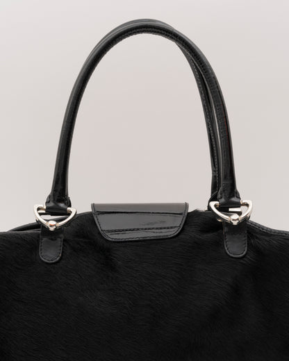 2000s D&G Black Pony Hair & Patent Leather Bag