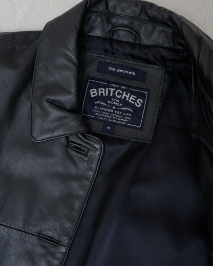 Vintage 90s Boxy Black Leather Jacket (S/M)