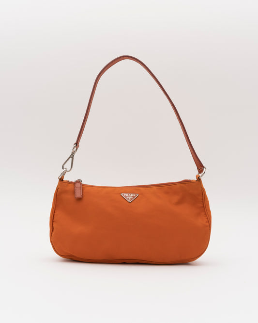 90s PRADA Papaya Tessuto Mini Pochette Bag