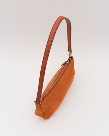 90s PRADA Papaya Tessuto Mini Pochette Bag