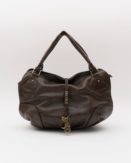 2000s CELINE Carriage Charm Chocolate Hobo Bag