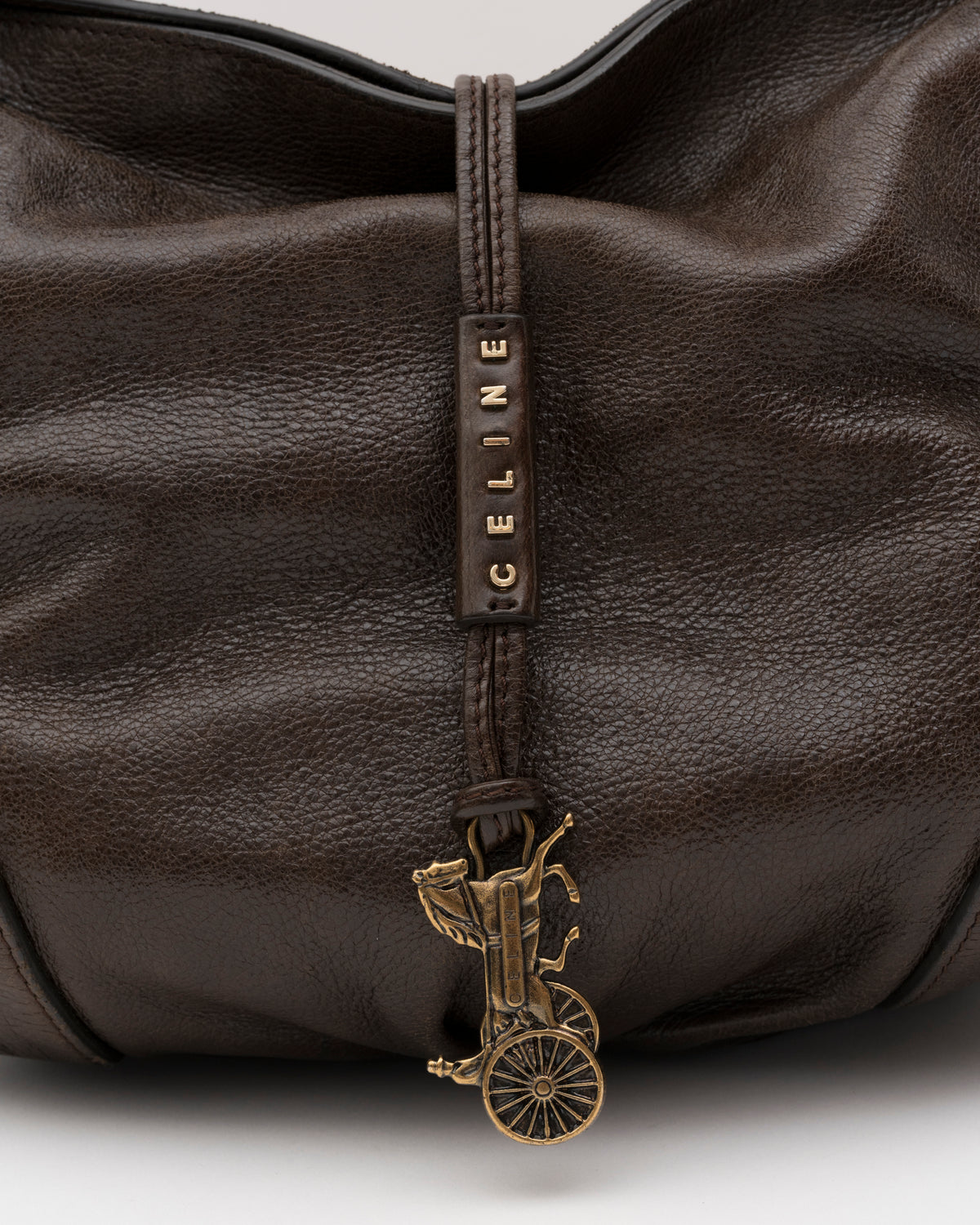 2000s CELINE Carriage Charm Chocolate Hobo Bag
