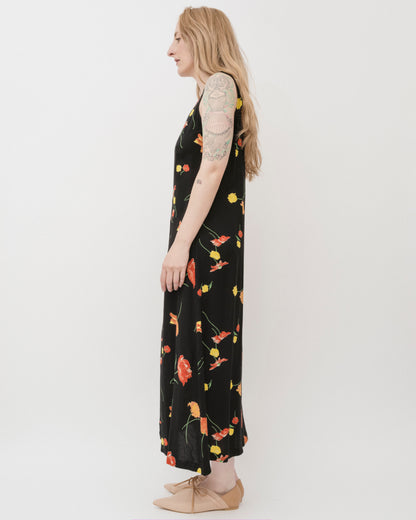 Vintage 90s Floral Maxi Dress (M)