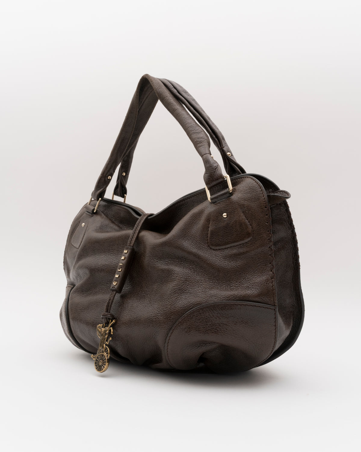 2000s CELINE Carriage Charm Chocolate Hobo Bag