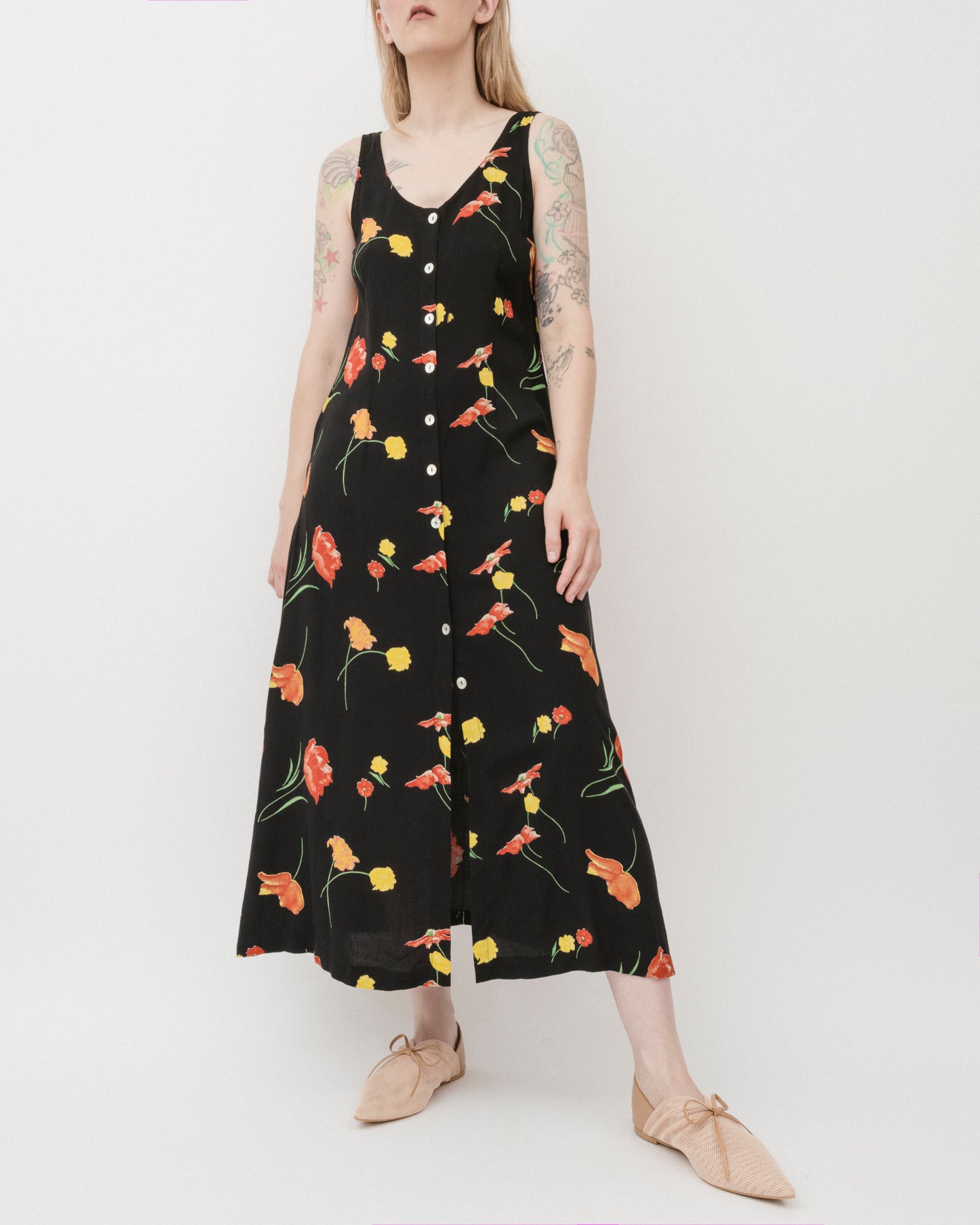 Vintage 90s Floral Maxi Dress (M)