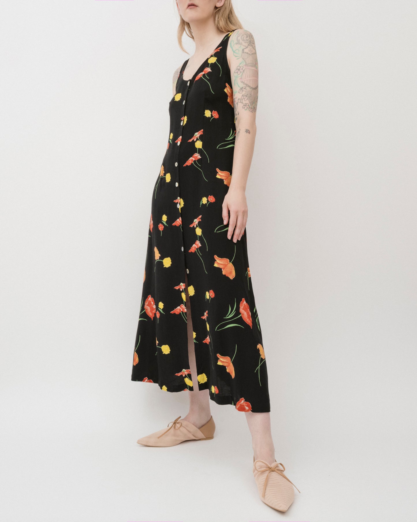 Vintage 90s Floral Maxi Dress (M)