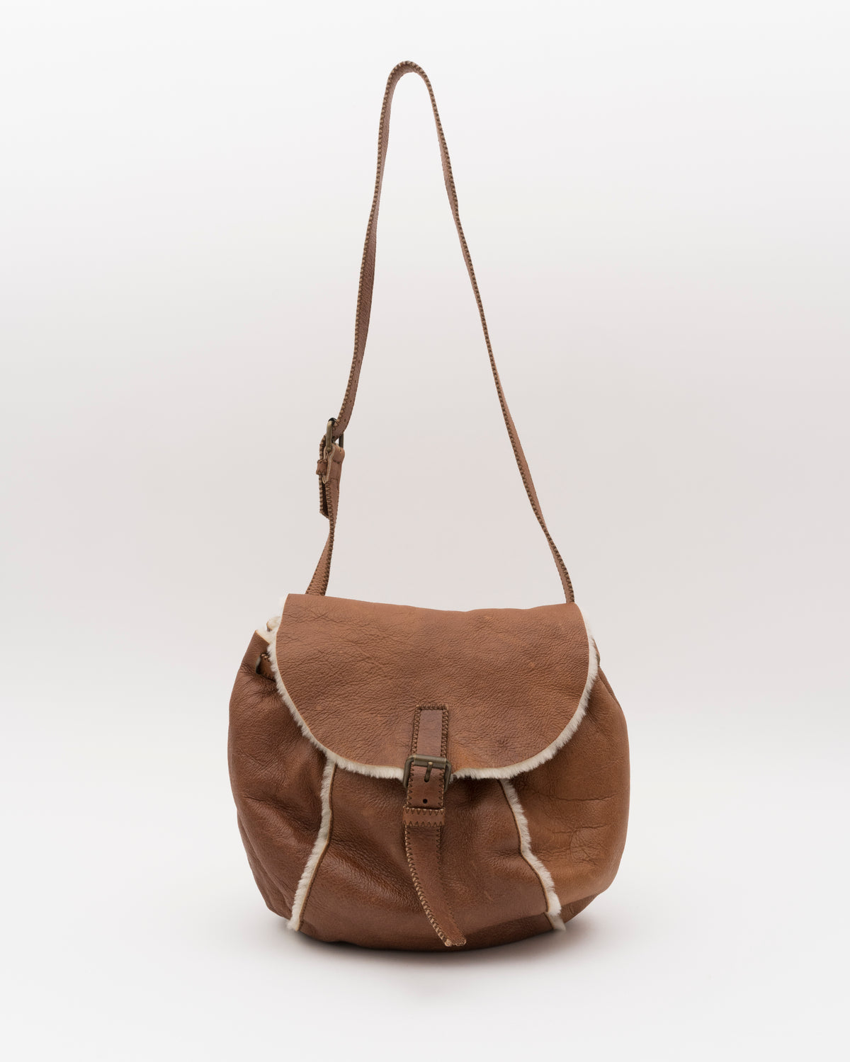 2000s MIU MIU Small Tan Shearling Hobo Bag