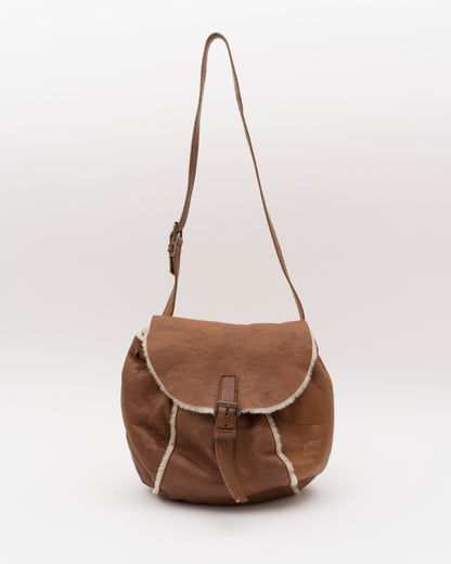 2000s MIU MIU Small Tan Shearling Hobo Bag
