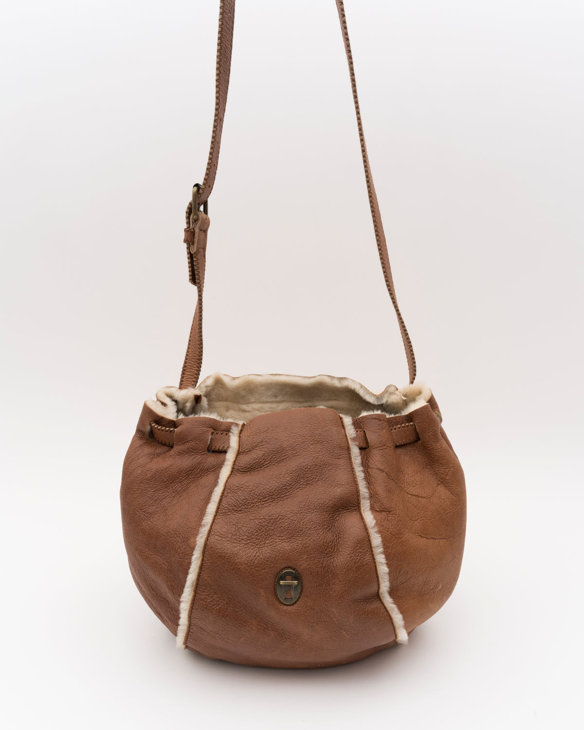 2000s MIU MIU Small Tan Shearling Hobo Bag